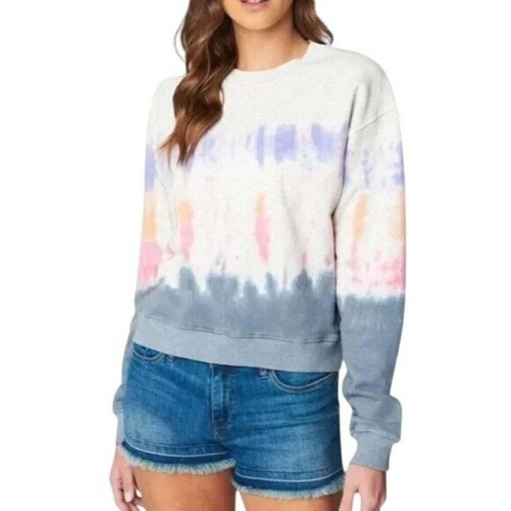 BlankNYC Sweatshirt Women Large Gray Tie Dye Crop Into The Groove NWT Athletic